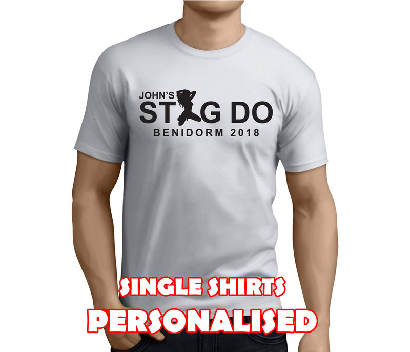 Stag Do Benidorm Black Custom Stag T-Shirt - Any Name - Party Tee