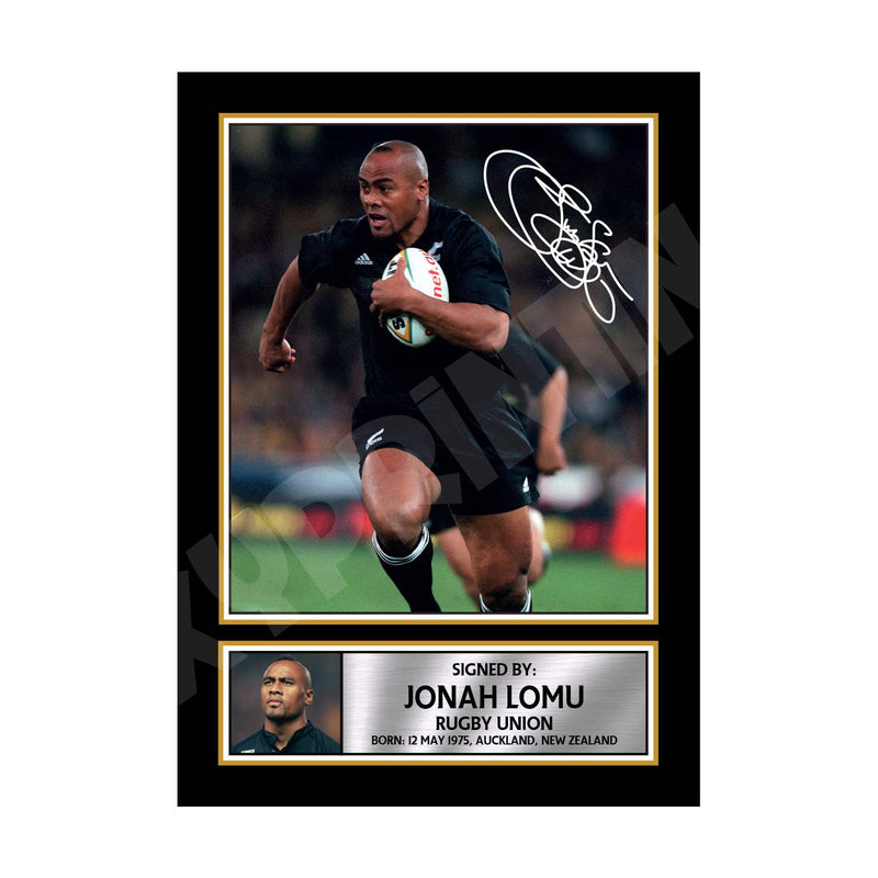 JONAH LOMU 2 Limited Edition Rugby Player Signed Print - Rugby