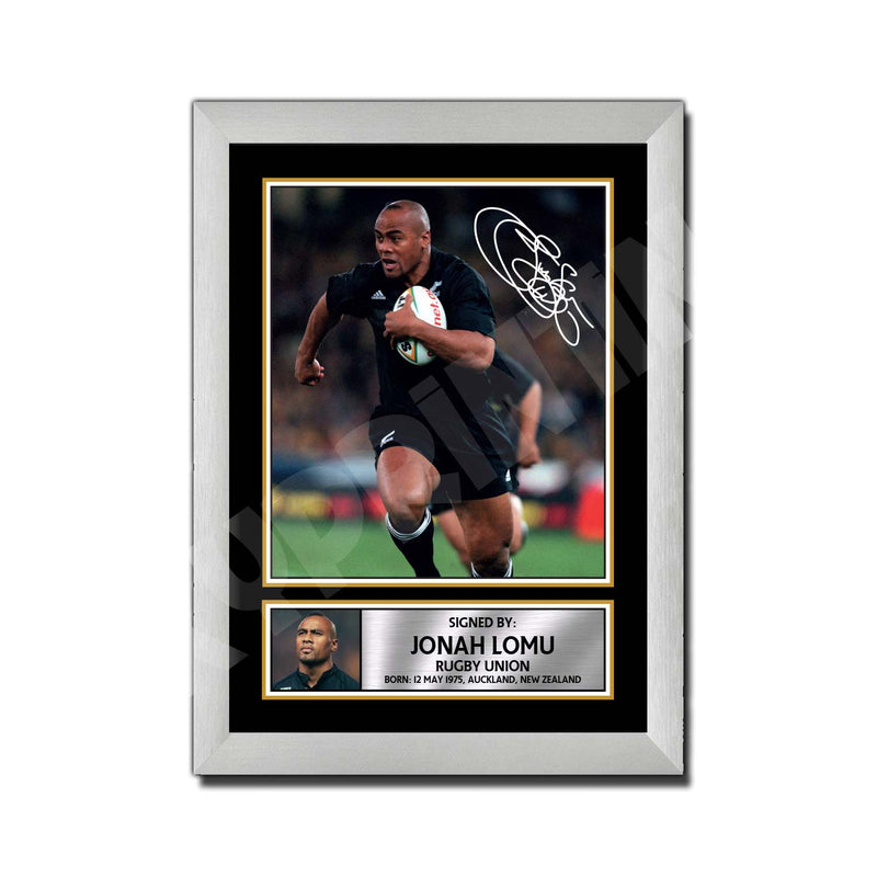 JONAH LOMU 2 Limited Edition Rugby Player Signed Print - Rugby