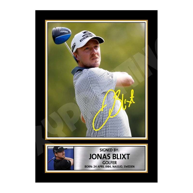 JONAS BLIXT Limited Edition Golfer Signed Print - Golf
