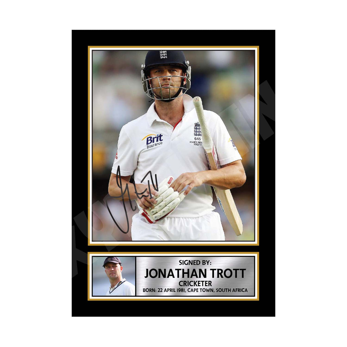 JONATHAN TROTT Cricketer Printed Signature Print – Cricket Player – Jonathan Trott Cricketer Printed Signature Print – A1 Print Only
