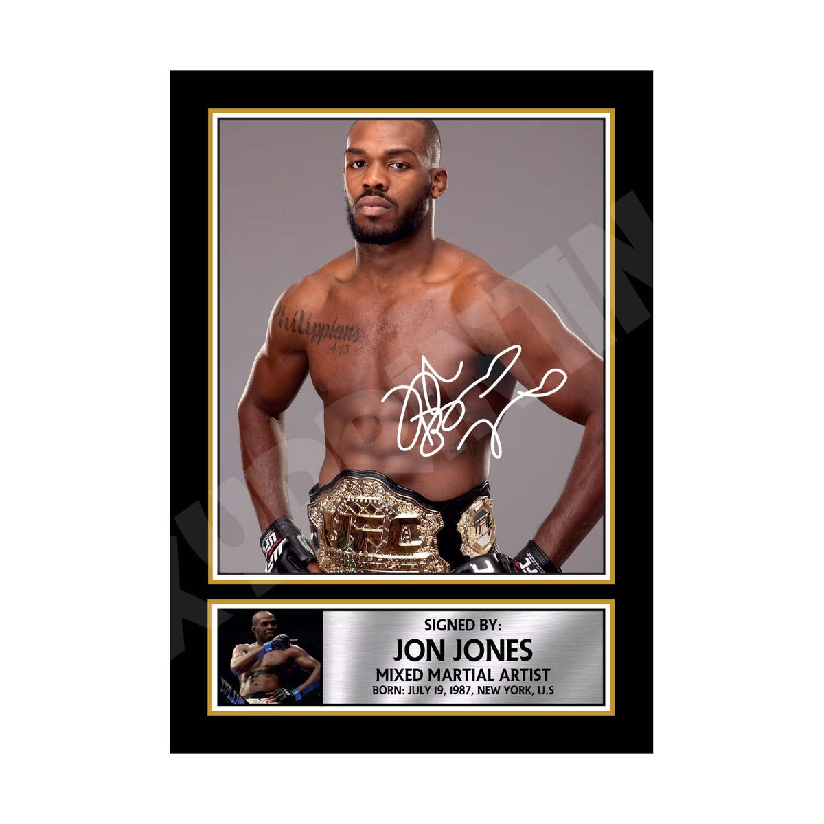 JON JONES 3 MMA Wrestler Printed Signature Print – MMA Wrestling – JON JONES 3 MMA Wrestler Printed Signature Print – A1 Print Only