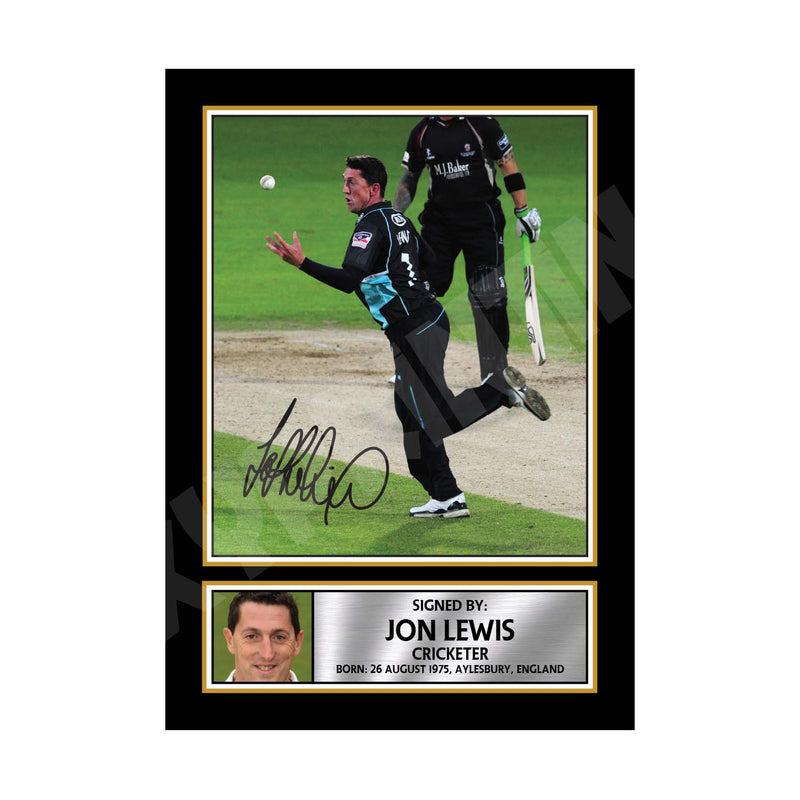 JON LEWIS Limited Edition Cricketer Signed Print - Cricket Player