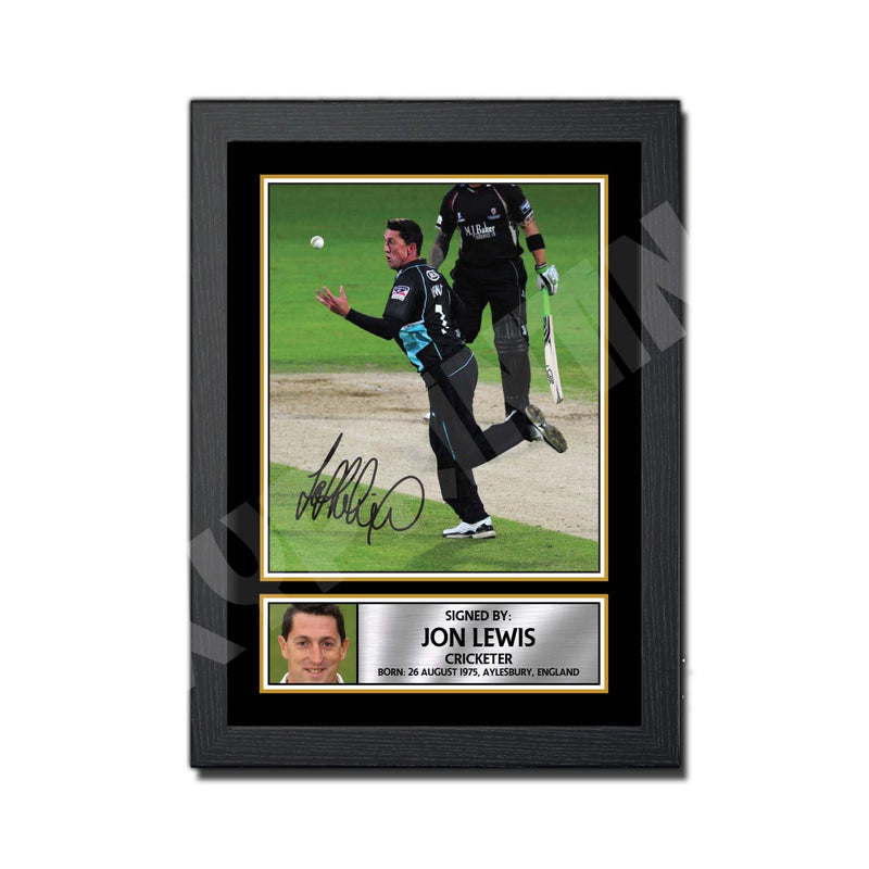 JON LEWIS Limited Edition Cricketer Signed Print - Cricket Player