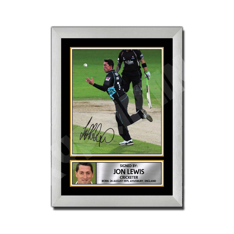 JON LEWIS Limited Edition Cricketer Signed Print - Cricket Player