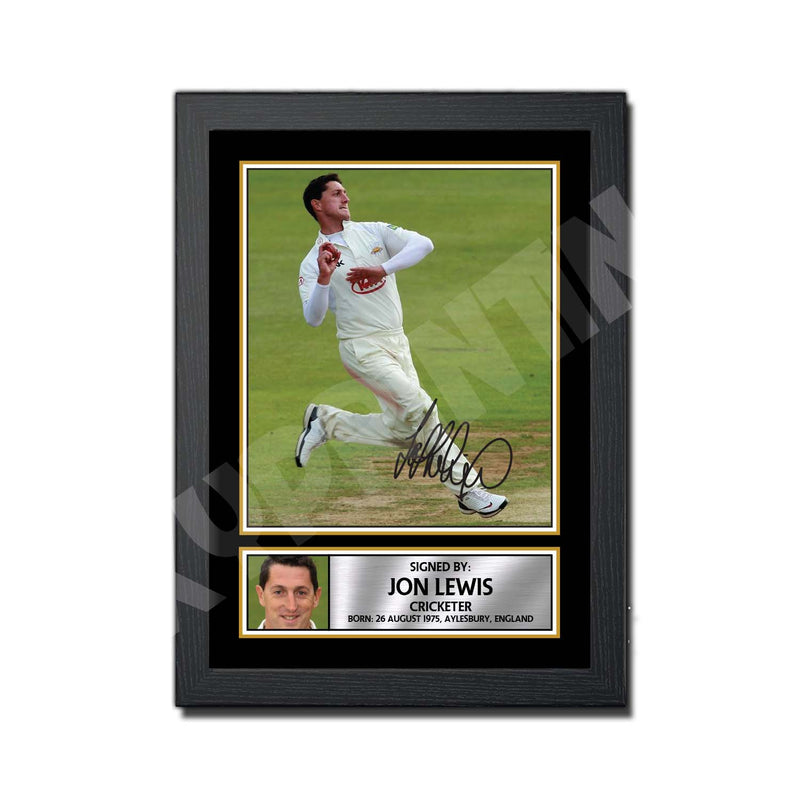 JON LEWIS 2 Limited Edition Cricketer Signed Print - Cricket Player