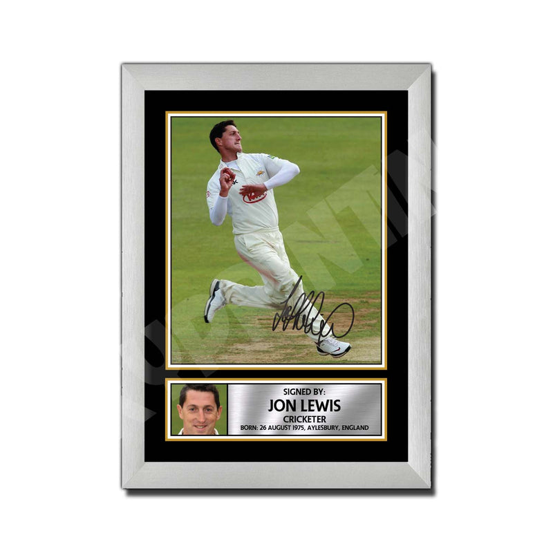 JON LEWIS 2 Limited Edition Cricketer Signed Print - Cricket Player