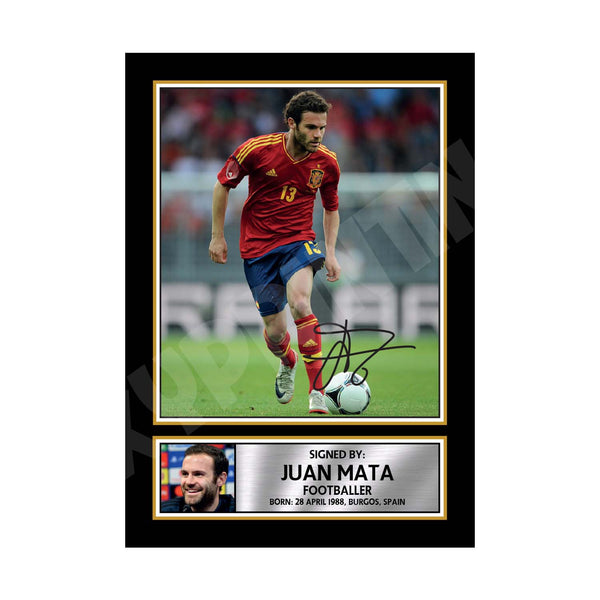 JUAN MATA 2 Football Player Printed Signature Print