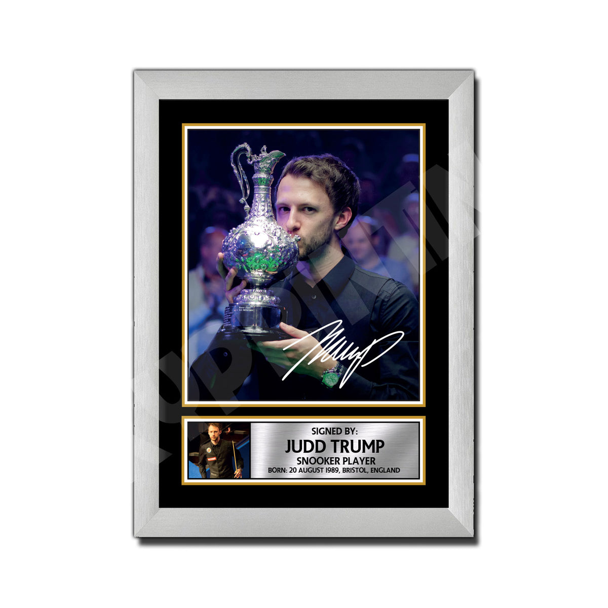 JUDD TRUMP Snooker Player Printed Signature Print – Judd Trump Snooker Player Printed Signature Print – A4 Print + Silver Frame