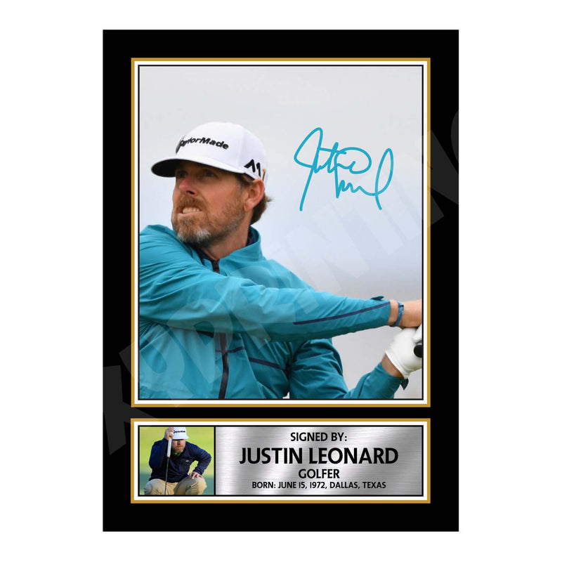 JUSTIN LEONARD Limited Edition Golfer Signed Print - Golf