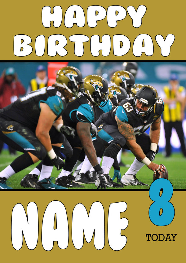 Personalised Jacksonville Jaguars THEME INSPIRED Style PERSONALISED Kids Adult FUNNY Birthday Card 6