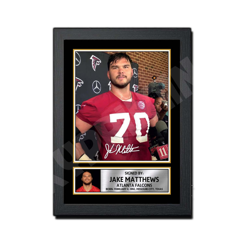 Jake Matthews 1 Limited Edition Football Signed Print - American Footballer