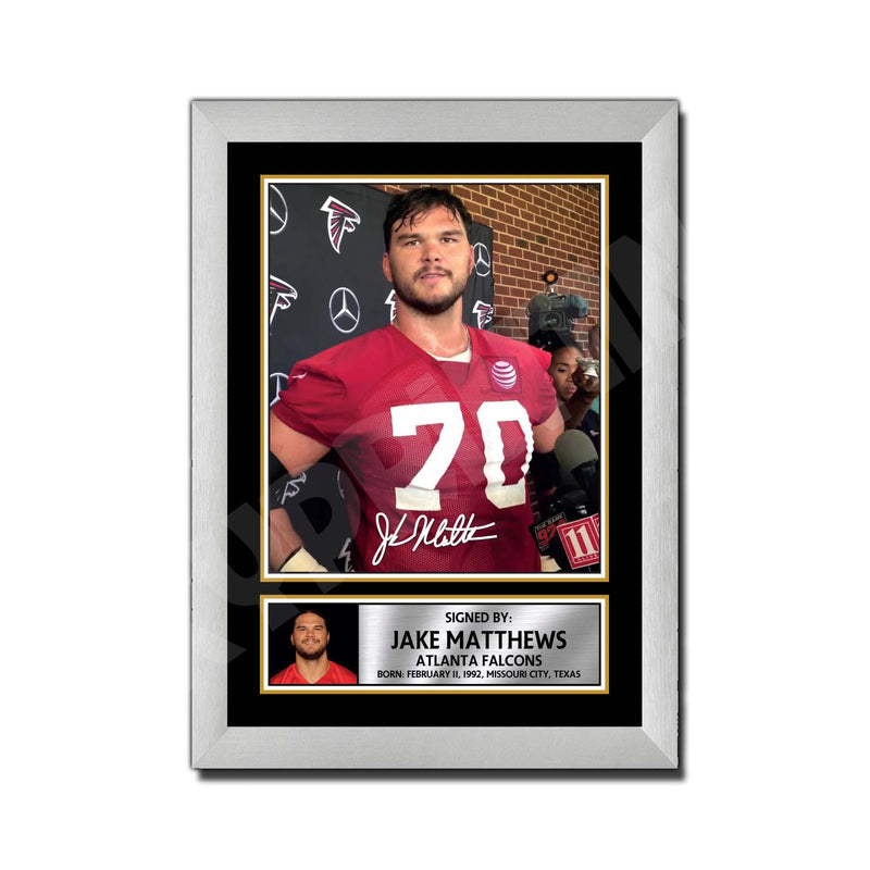 Jake Matthews 1 Limited Edition Football Signed Print - American Footballer