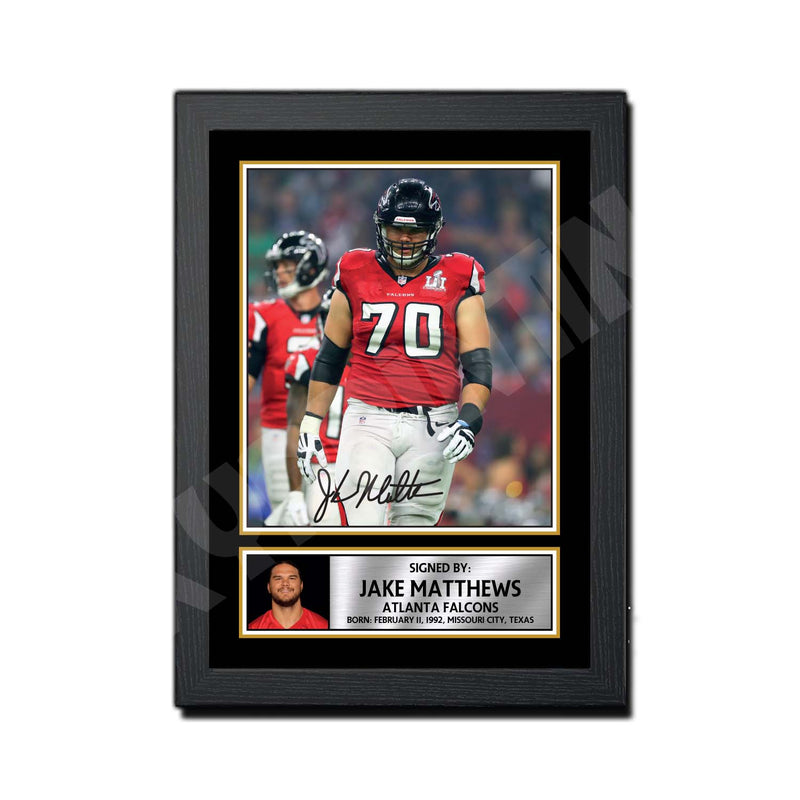 Jake Matthews 2 Limited Edition Football Signed Print - American Footballer