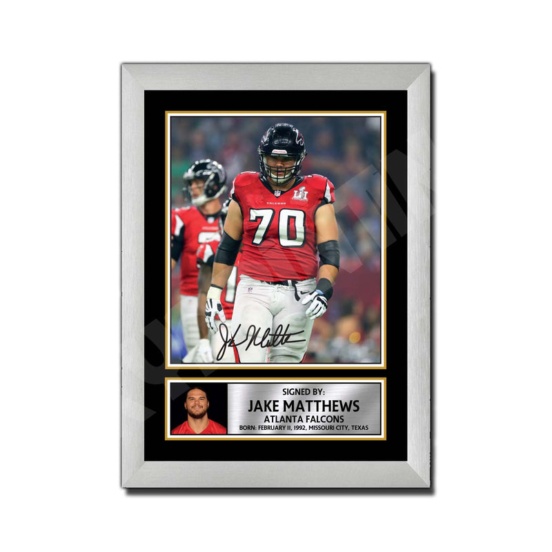 Jake Matthews 2 Limited Edition Football Signed Print - American Footballer