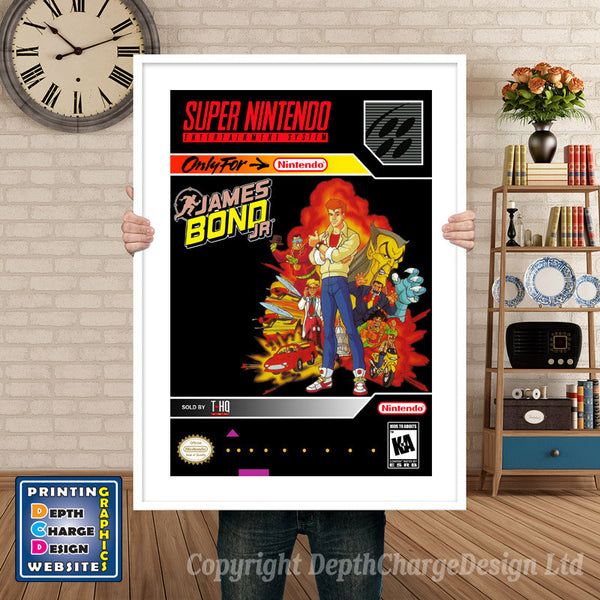 James Bond Jr Super Nintendo Game Inspired Theme Retro Gaming Poster
