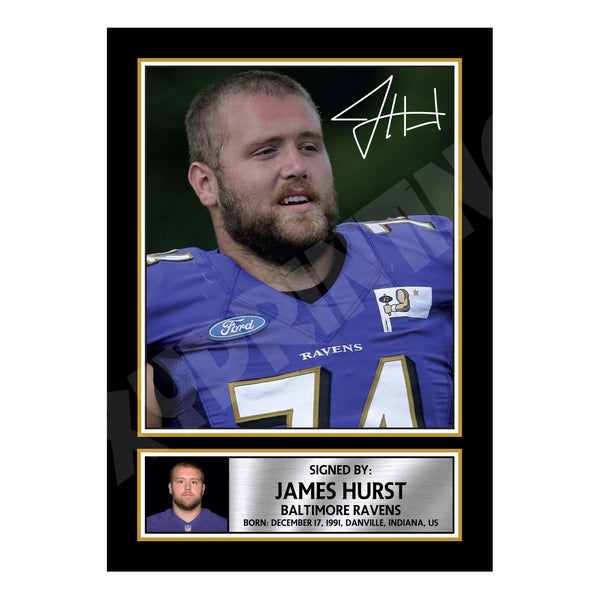 James Hurst 1 American Football Printed Signature Print