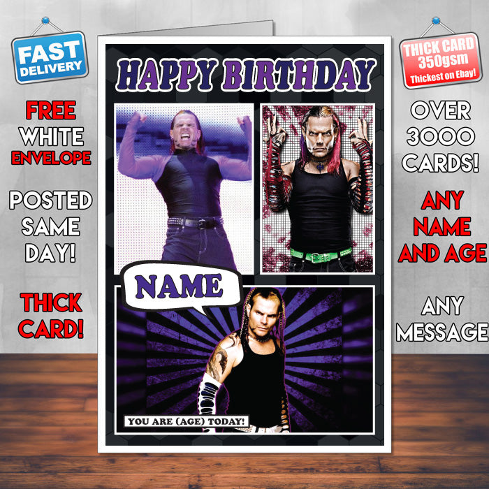 Jeff Hardy KE Inspired Style Personalised Wrestling WWE Birthday Card