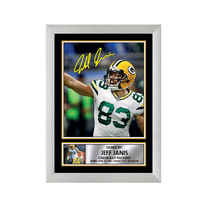 Jeff Janis 2 Limited Edition Football Signed Print - American Footballer