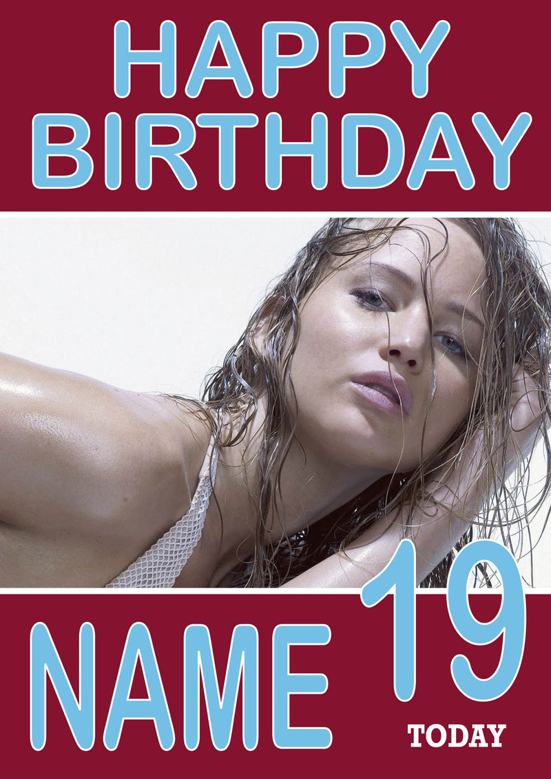 Personalised Jennifer Lawrence INSPIRED Adult RUDE Birthday Card