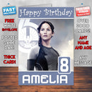 Jennifer Lawrence In The Hunger Games Catching Fire Theme Style Personalised Kids Inspired Movie Birthday Card (SA)