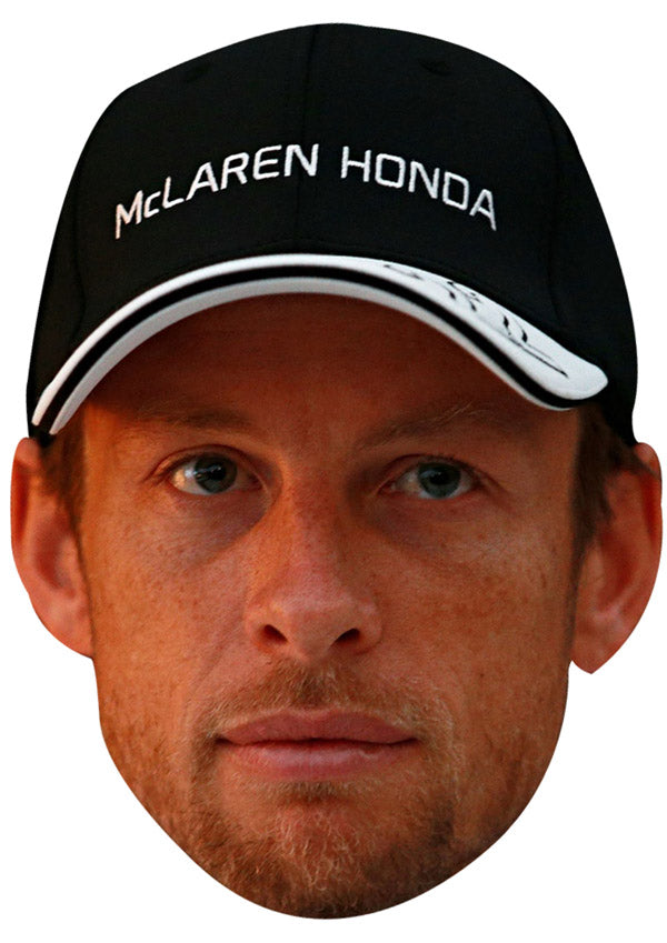 JENSON BUTTON CAP JB - Formula 1 Driver Fancy Dress Cardboard Celebrity Party Face Mask
