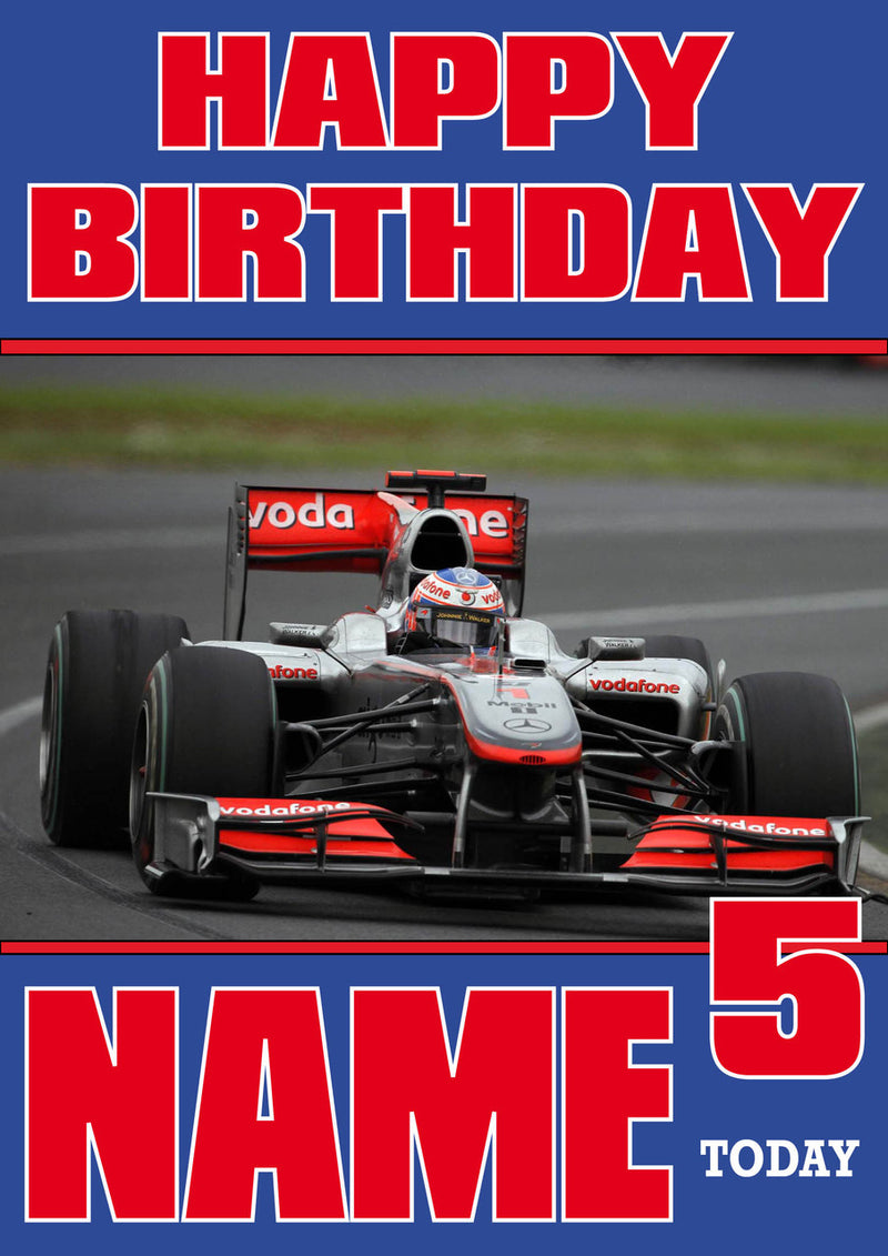 Personalised Jenson Button F1 THEME INSPIRED PERSONALISED Kids Adult Birthday Card 6