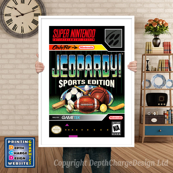 Jeopardy Sports Edition Super Nintendo Game Inspired Theme Retro Gaming Poster