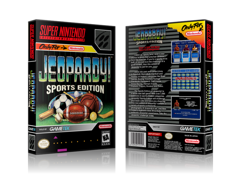 Jeopardy Sports Edition Replacement Nintendo SNES Game Case Or Cover