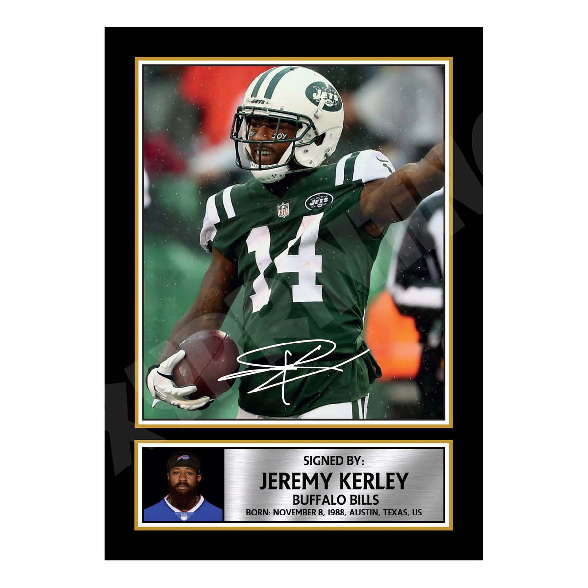 Jeremy Kerley 1 Limited Edition Football Signed Print American Footb