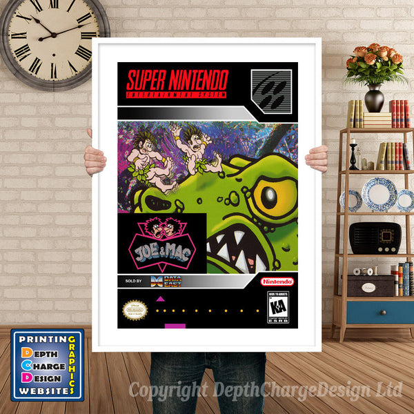 Joe and Mac Super Nintendo Game Inspired Theme Retro Gaming Poster