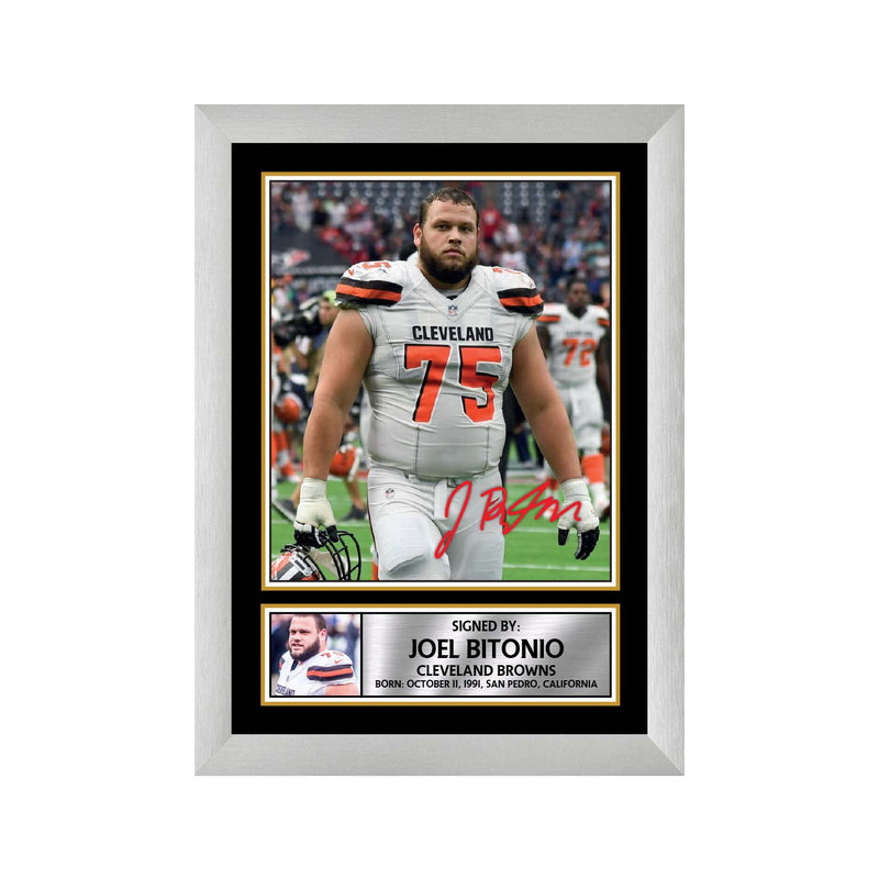 Joel Bitonio Limited Edition Football Signed Print - American Footballer