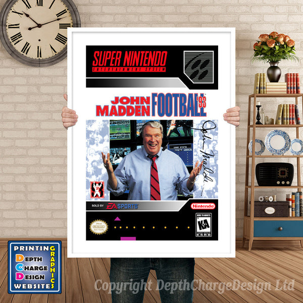 John Madden Football '93 Super Nintendo Game Inspired Theme Retro Gaming Poster