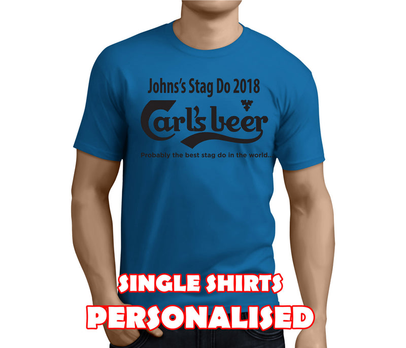 Carlsbeer Black Custom Stag T-Shirt - Any Name - Party Tee