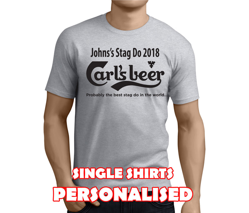 Carlsbeer Black Custom Stag T-Shirt - Any Name - Party Tee