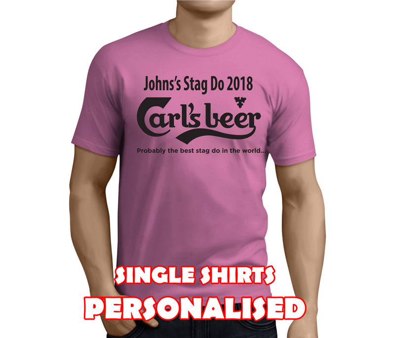 Carlsbeer Black Custom Stag T-Shirt - Any Name - Party Tee