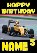 Personalised Jolyon Palmer F1 THEME INSPIRED PERSONALISED Kids Adult Birthday Card 2
