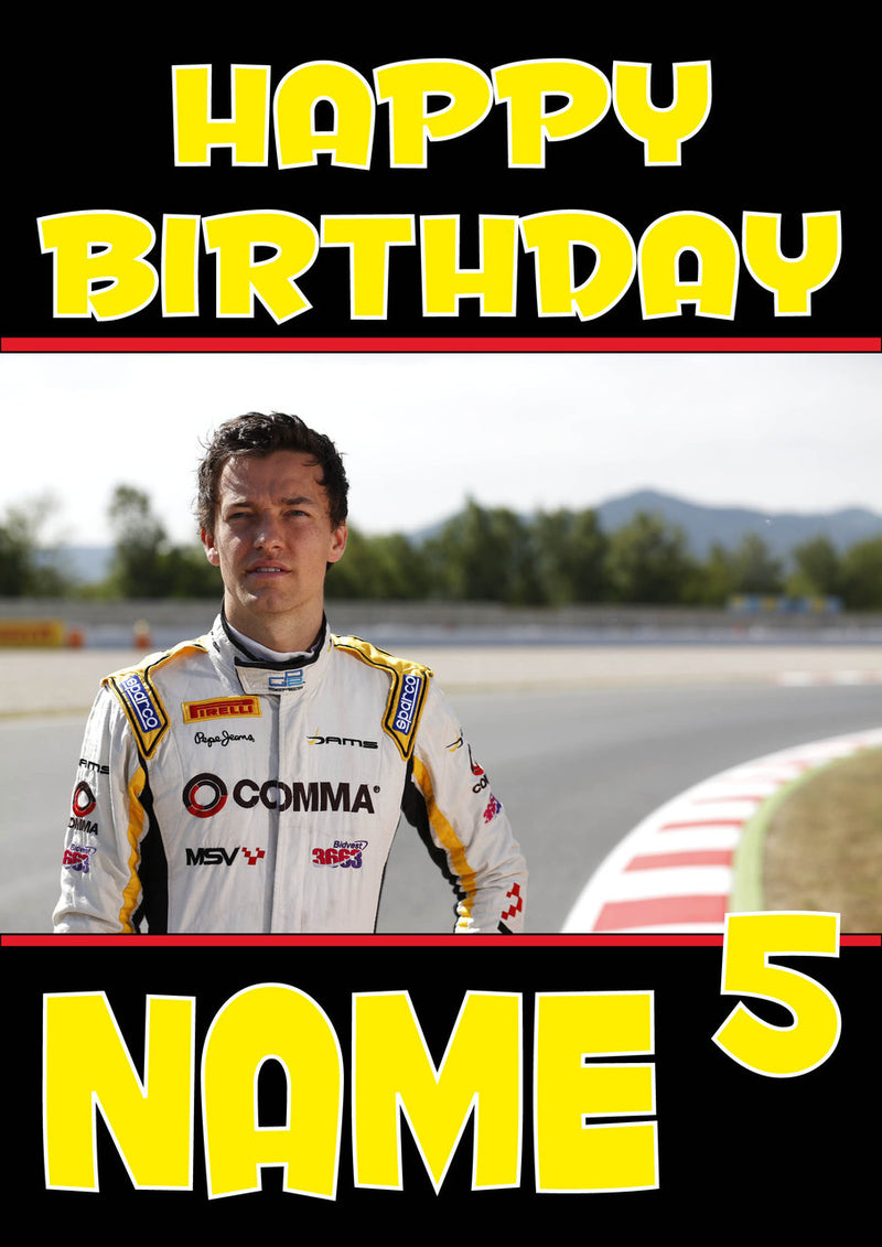 Personalised Jolyon Palmer F1 THEME INSPIRED PERSONALISED Kids Adult Birthday Card 3