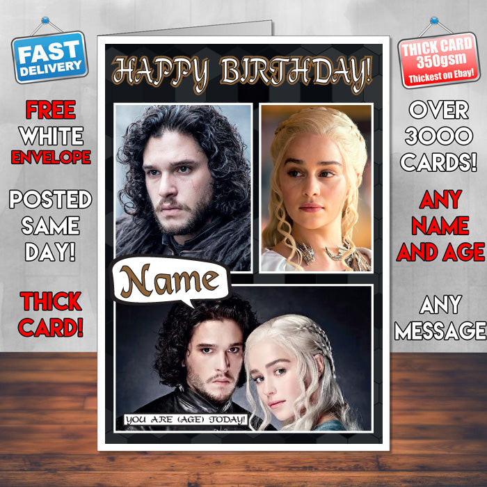 Jon And Daenerys Personalised INSPIRED STYLE Game Of Thrones Birthday Card New 2017