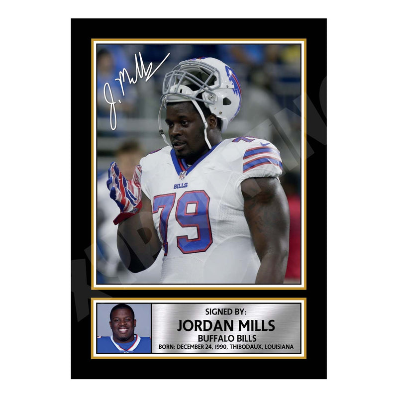 Jordan Mills 1 Limited Edition Football Signed Print - American Footballer