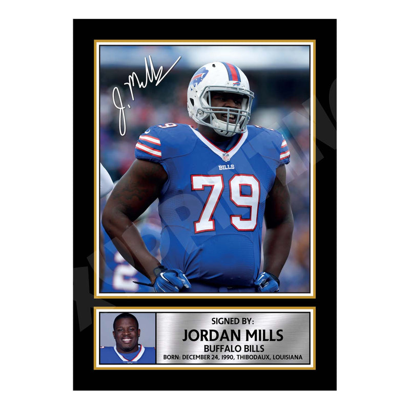 Jordan Mills 2 Limited Edition Football Signed Print - American Footballer
