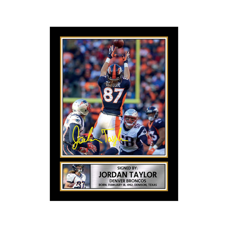 Jordan Taylor 2 Limited Edition Football Signed Print - American Footballer