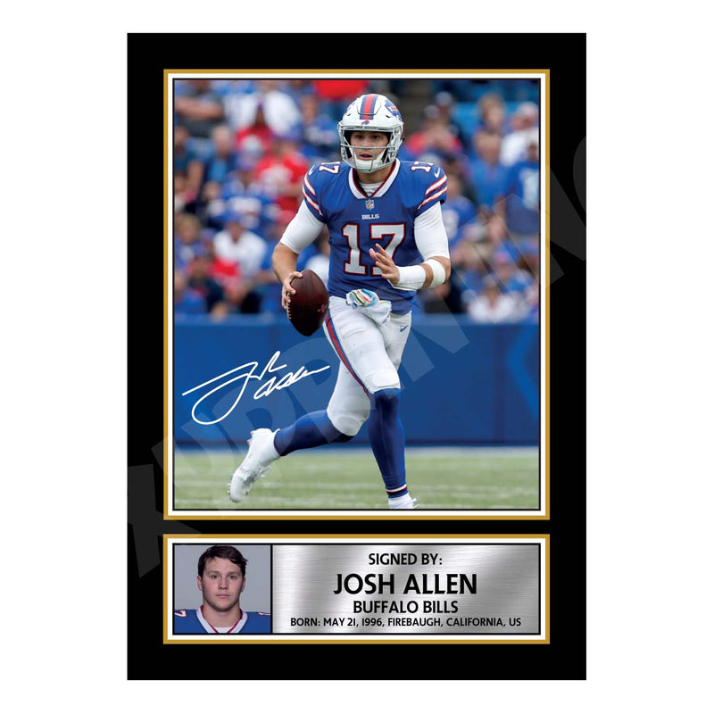 Josh Allen 1 Limited Edition Football Signed Print - American Footballer