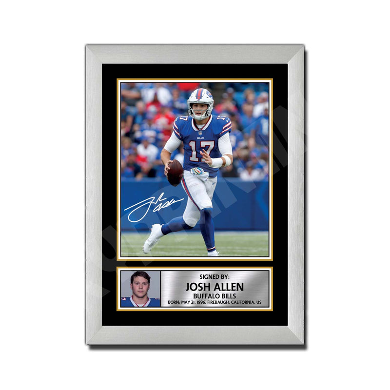 Josh Allen 1 Limited Edition Football Signed Print - American Footballer