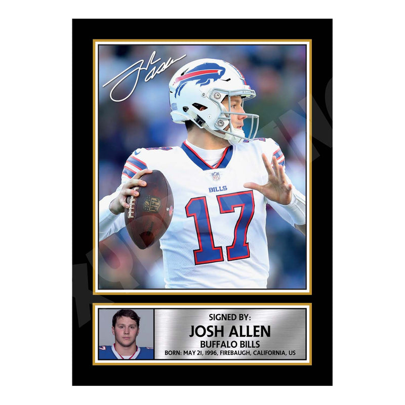 Josh Allen 2 Limited Edition Football Signed Print - American Footballer