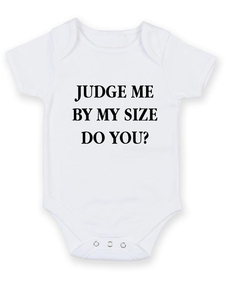 Judge Me By My Size Personalised Baby Boy Girl Unisex Short Sleeve Bodysuit