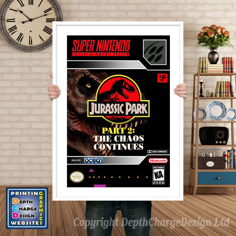 Jurrasic Park 2 Super Nintendo GAME INSPIRED THEME Retro Gaming Poster A4 A3 A2 Or A1