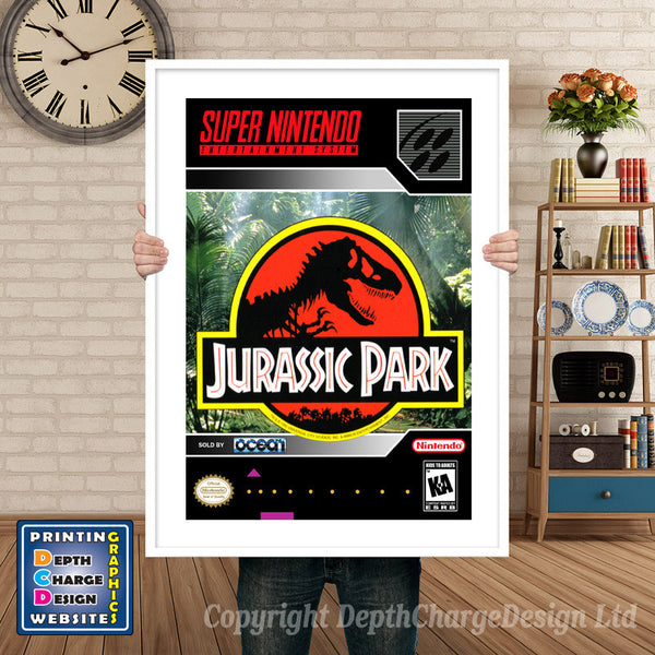 Jurrasic Park Super Nintendo Game Inspired Theme Retro Gaming Poster