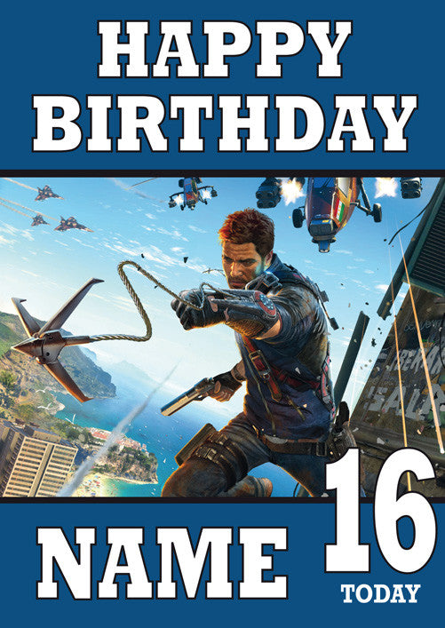 Just Cause 3 Design 2 THEME INSPIRED Kids Adult Personalised Birthday Card Birthday Card