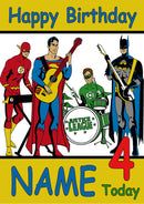 Justice League Band THEME INSPIRED Kids Adult Personalised Birthday Card Birthday Card